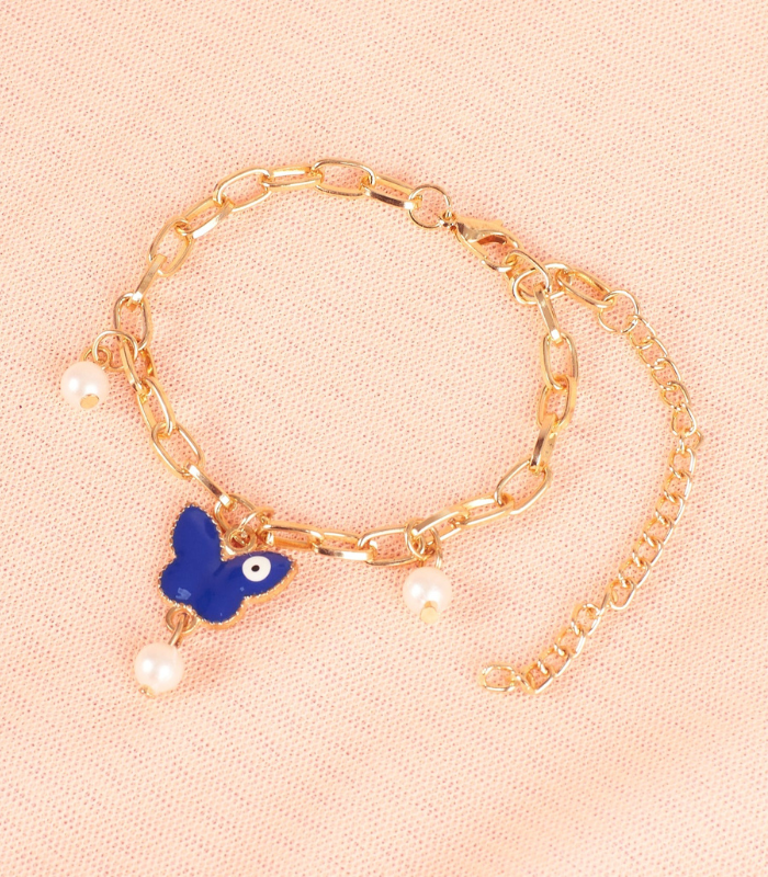 Untitled design (22) Butterfly Painted Evil Eye Bracelet - Image 1