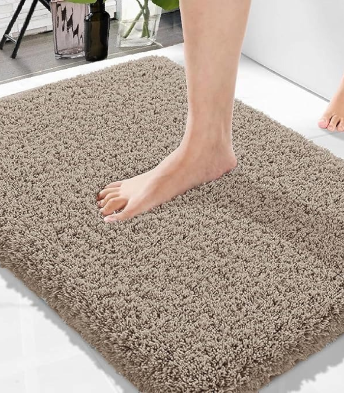 Untitled design (31) Solimo Premium Anti-Slip Microfibre Bathmat - 60cm x 40cm, Light Taupe - Image 1