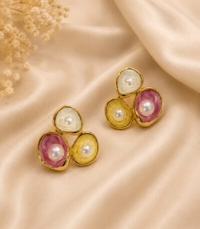 Mrigaya Tricolor Pearl Bloom Earrings