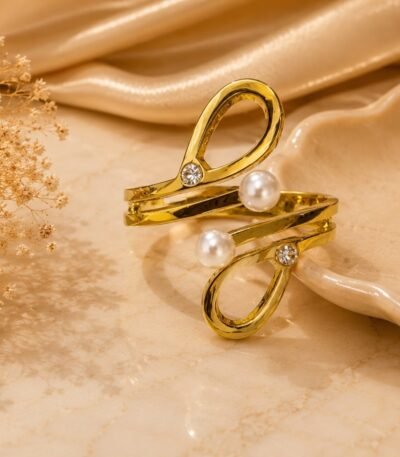 Golden Spark Pearl Statement Bangles