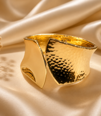 Golden Spark Hammered Statement Bangle