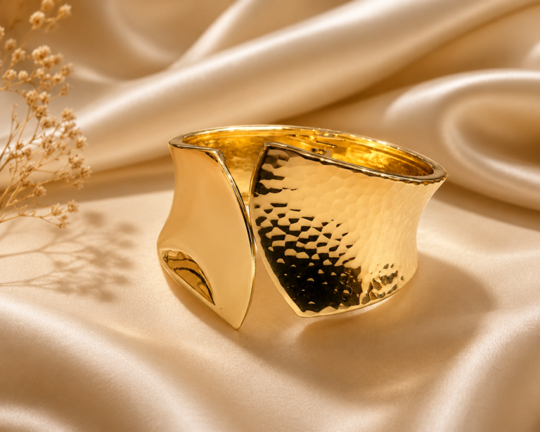 Golden Spark Hammered Statement Bangle