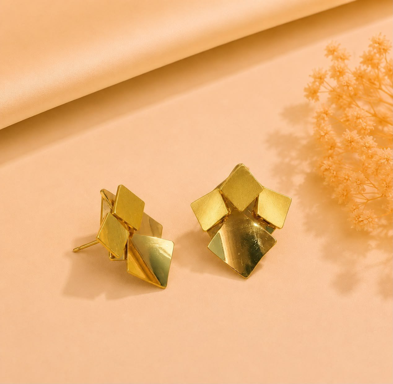10.A Mrigaya Geometric Fold Earrings for Women