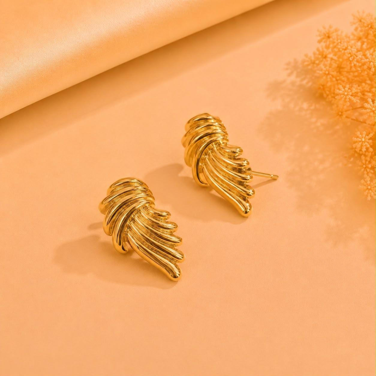 10.C Mrigaya Golden Cascade Earrings for Women