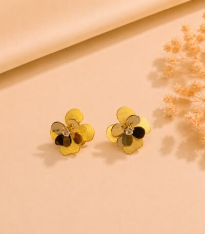Mrigaya Golden Bloom Earrings for Women