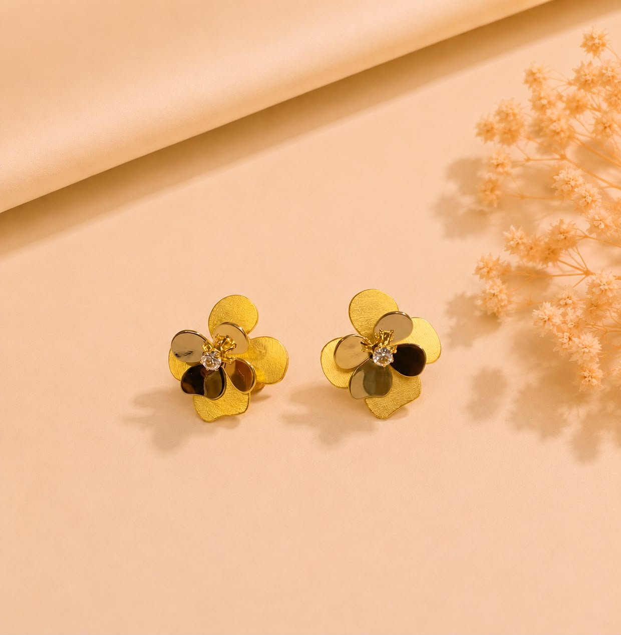11.A Mrigaya Golden Bloom Earrings for Women