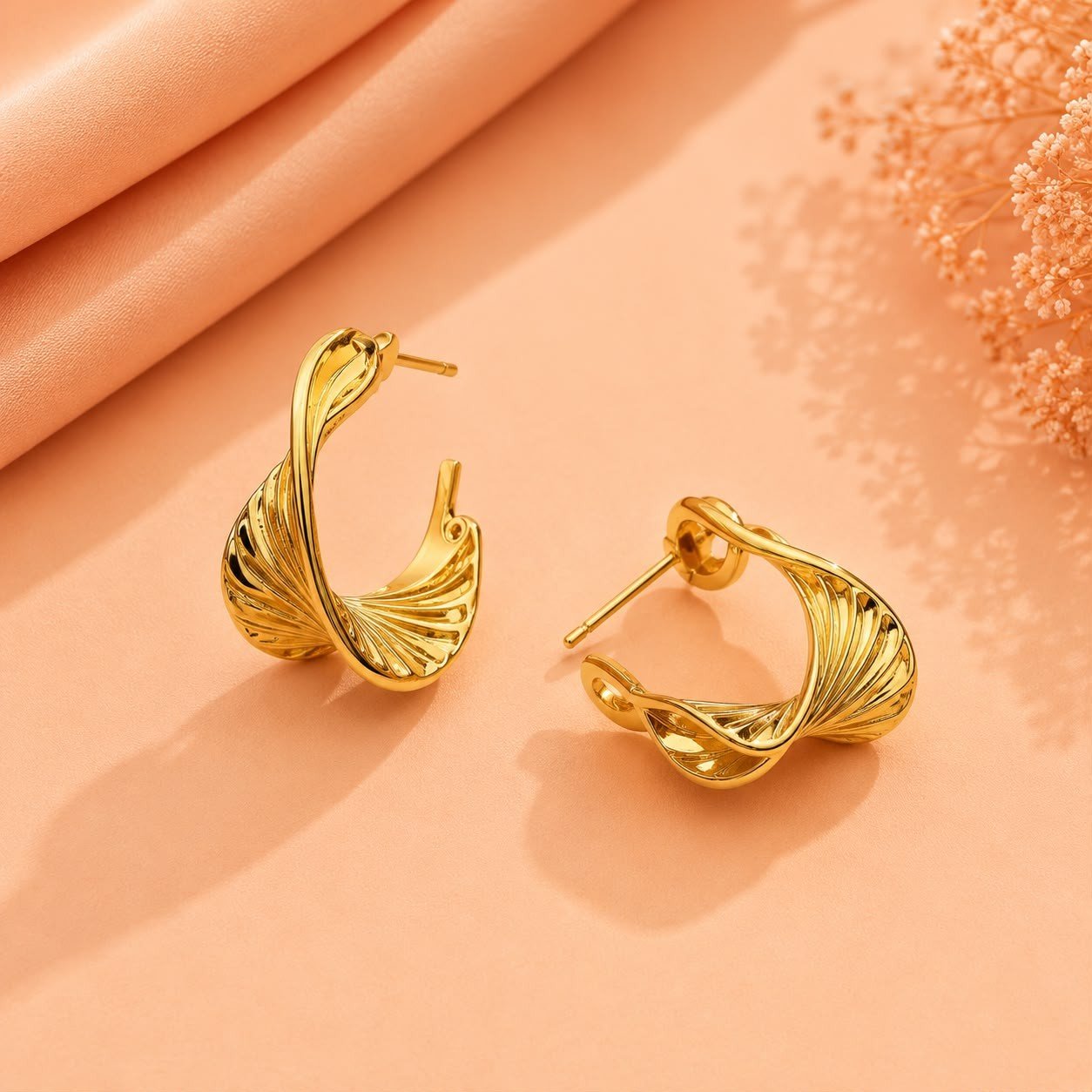 12.C Mrigaya Golden Wave Earrings for Women