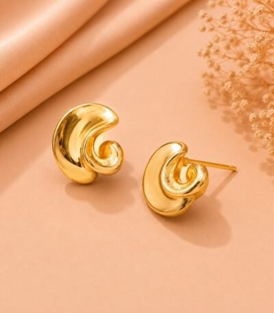 Mrigaya Golden Swirl Earrings for Women