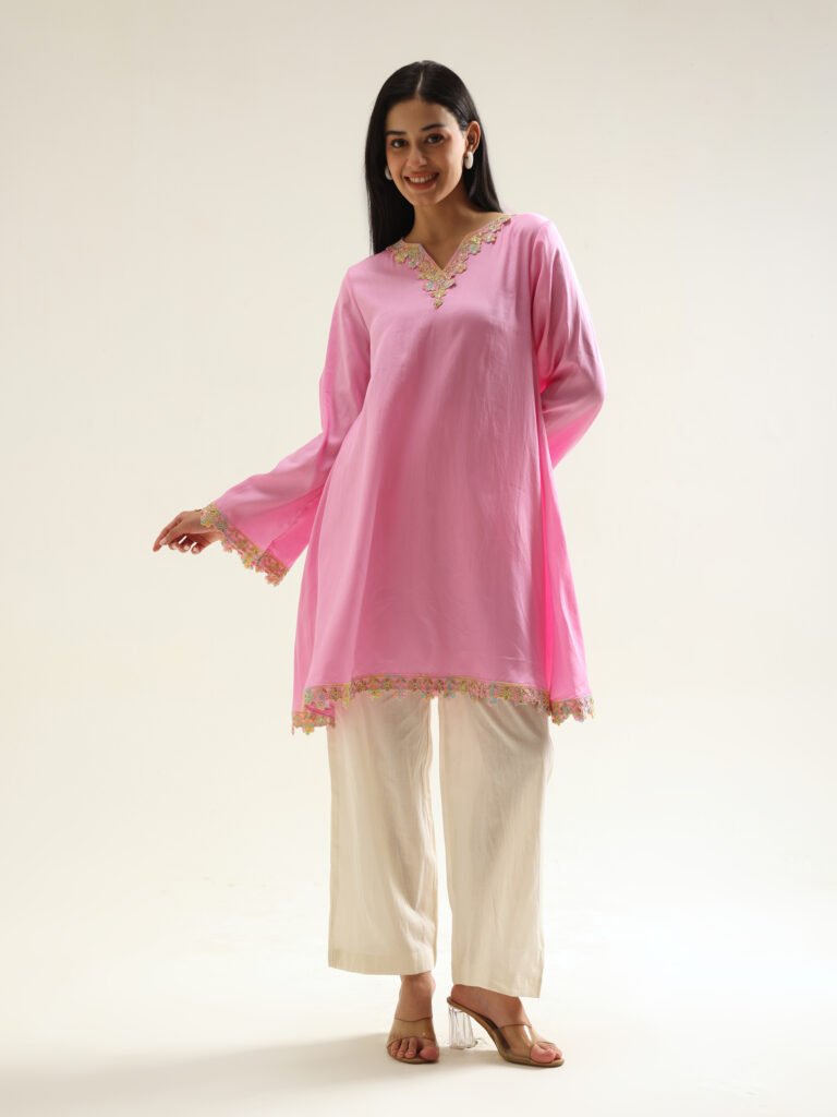 Gulbahaar Festive Wear Pink Cotton Kurta Set