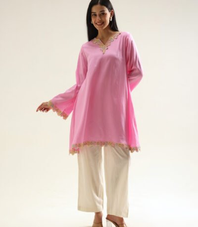 Gulbahaar Festive Wear Pink Cotton Kurta Set