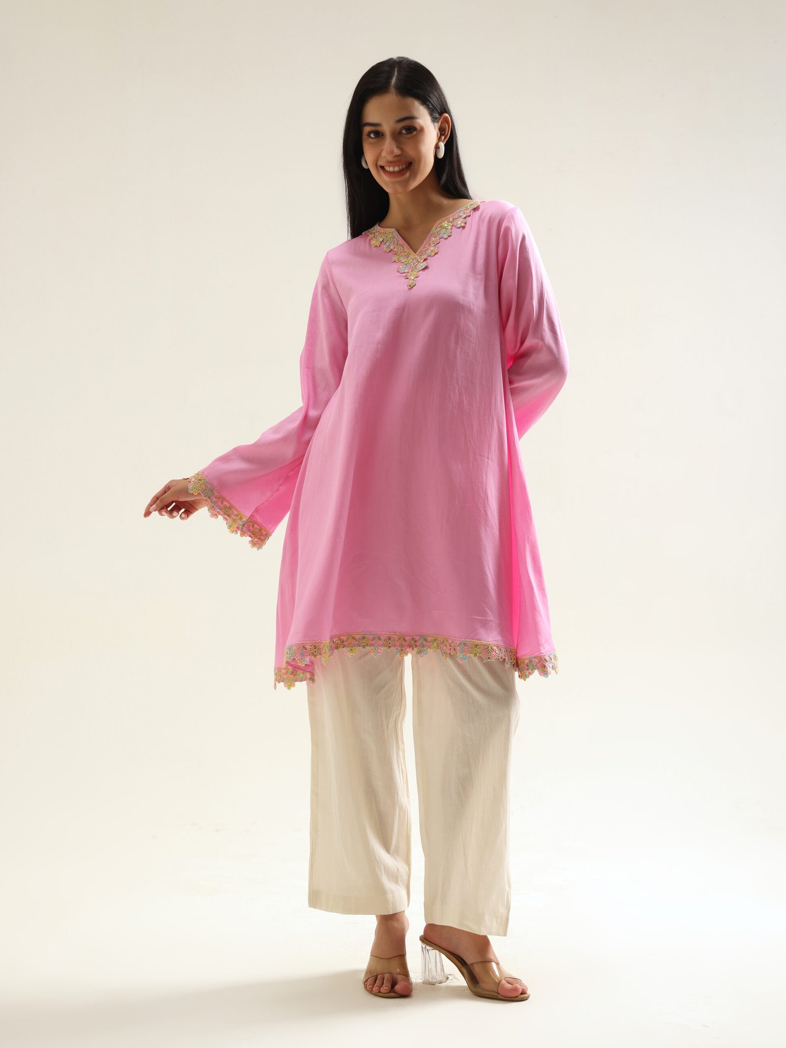 16 july model6698 Gulbahaar Festive Wear Pink Cotton Kurta Set
