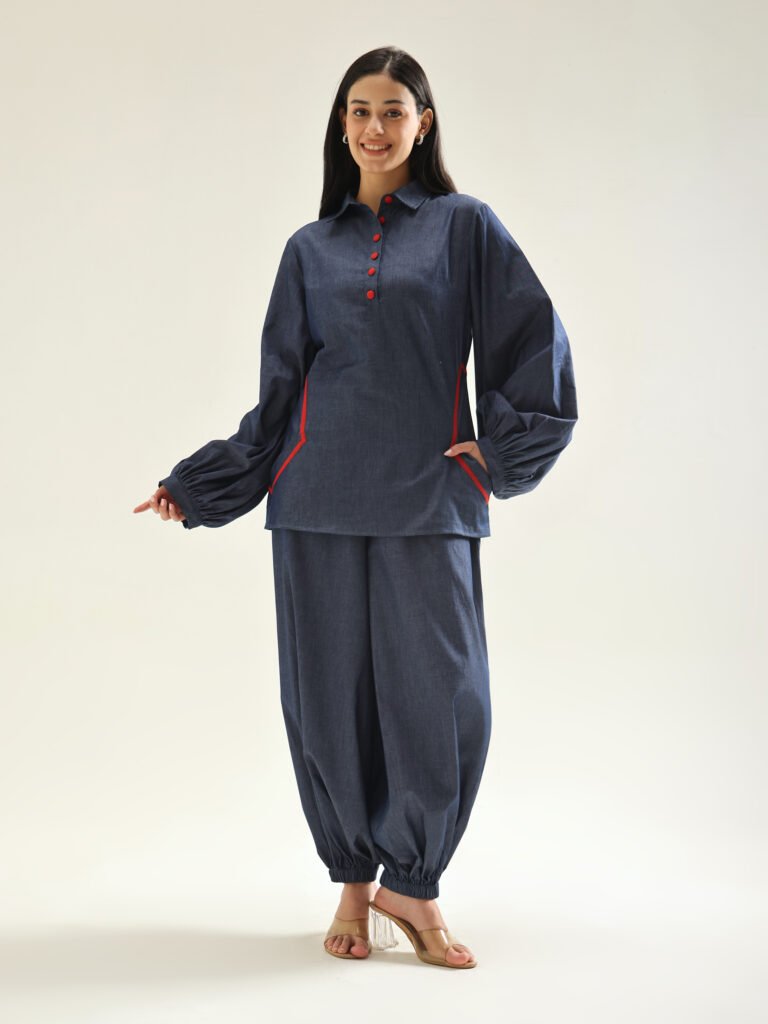 Shirt Collar Neck Co-Ord SetWith statement balloon pants