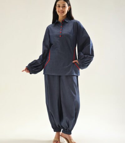 Shirt Collar Neck Co-Ord SetWith statement balloon pants