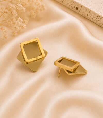Mrigaya Geometric Gold Earrings for Women