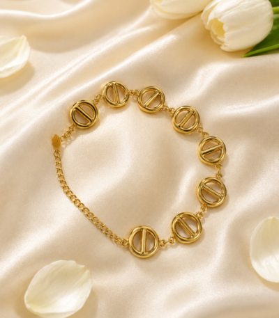 Golden Spark Crystal Beaded Bracelet