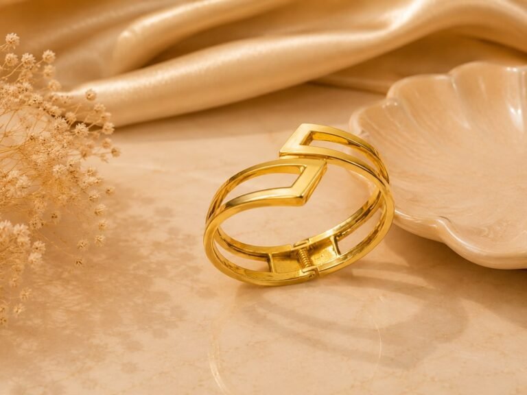 Golden Spark Geometric Statement Bangle