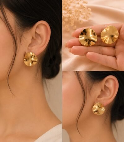 Mrigaya Sculpted Gold Earrings for Women