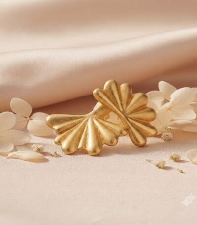 Mrigaya Golden Fan Earrings for Women