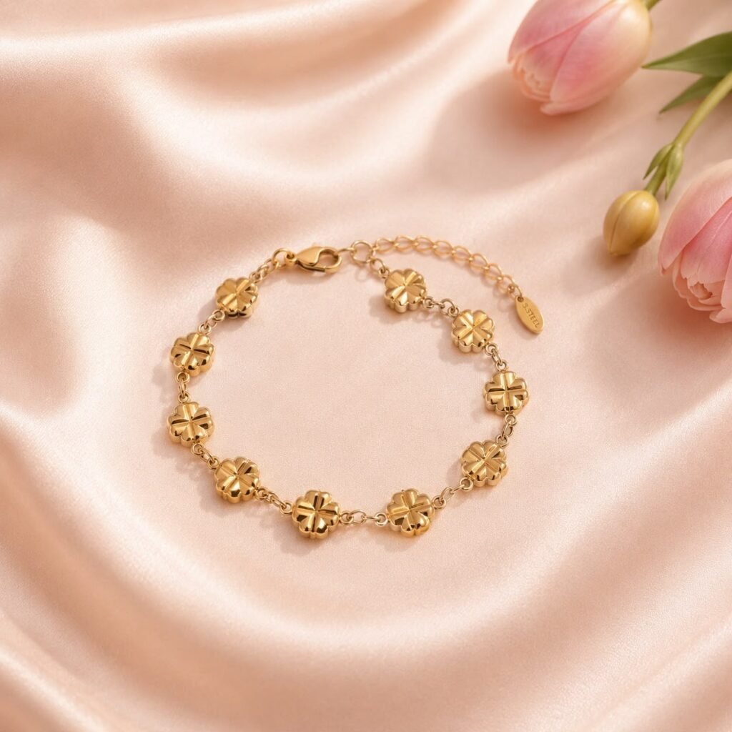 Golden Spark Clover Charm Bracelet