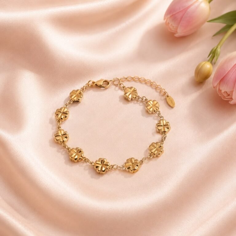 Golden Spark Clover Charm Bracelet