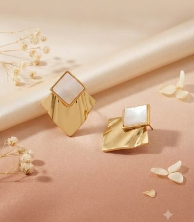 Mrigaya Pearl Geo Drop Earrings for Women