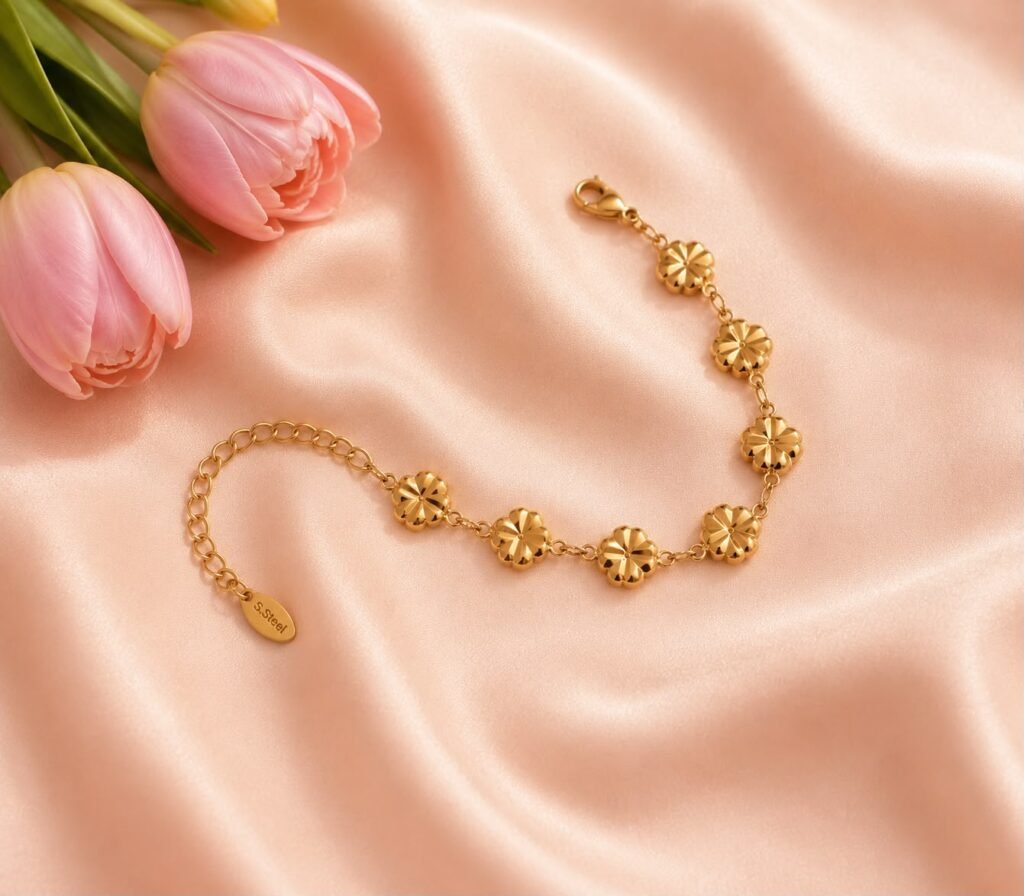 Golden Spark Clover Charm Bracelet