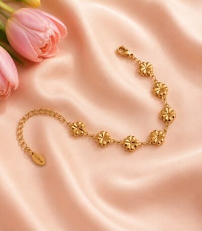 Golden Spark Clover Charm Bracelet