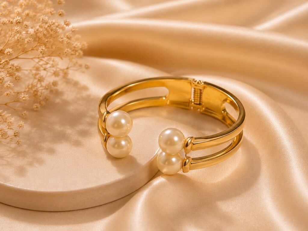 Golden Spark Pearl Duo Bangle