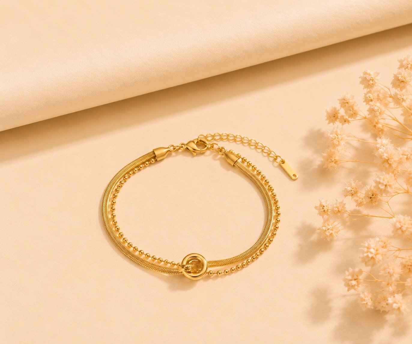 6.A Golden Halo Layered Bracelet