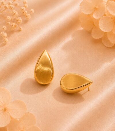 Mrigaya Golden Dewdrop Earrings for Women