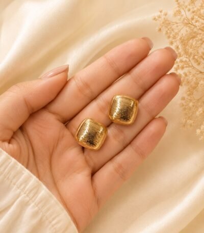 Mrigaya Textured Gold Stud Earrings for Women