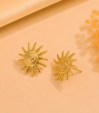 Mrigaya Sunburst Gold Earrings for Women