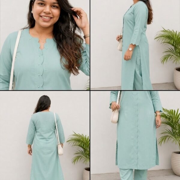 Premium Soft Cotton women Kurta Set (Green)