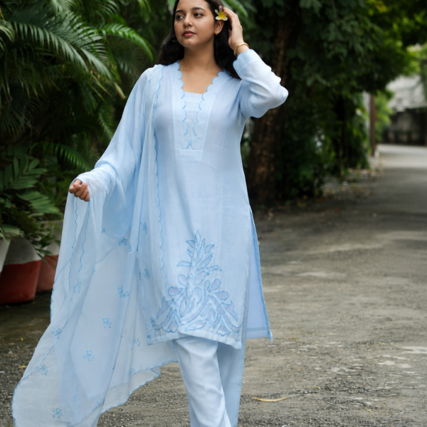Powder Blue Scallop Kurta Set